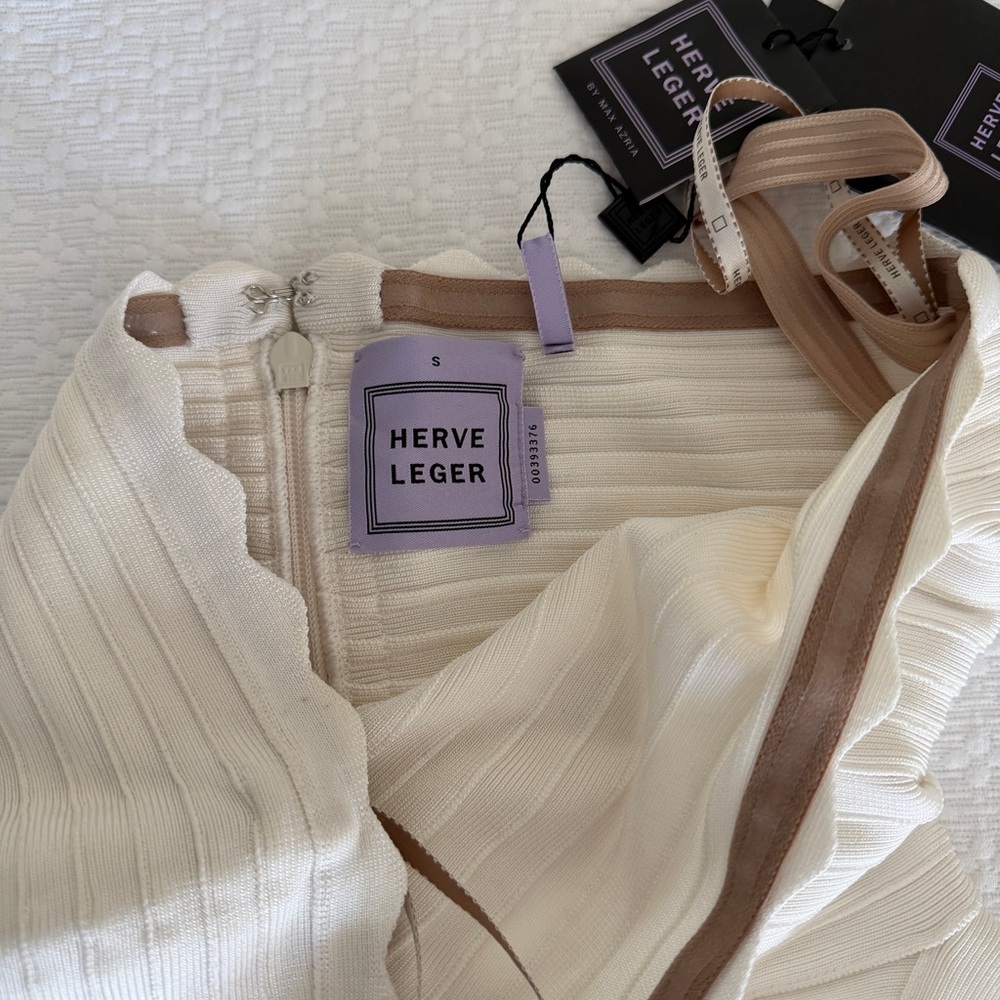 Herve Leger “Phoebe Dress” NWT White Strapless Dress Small - Picture 7 of 10